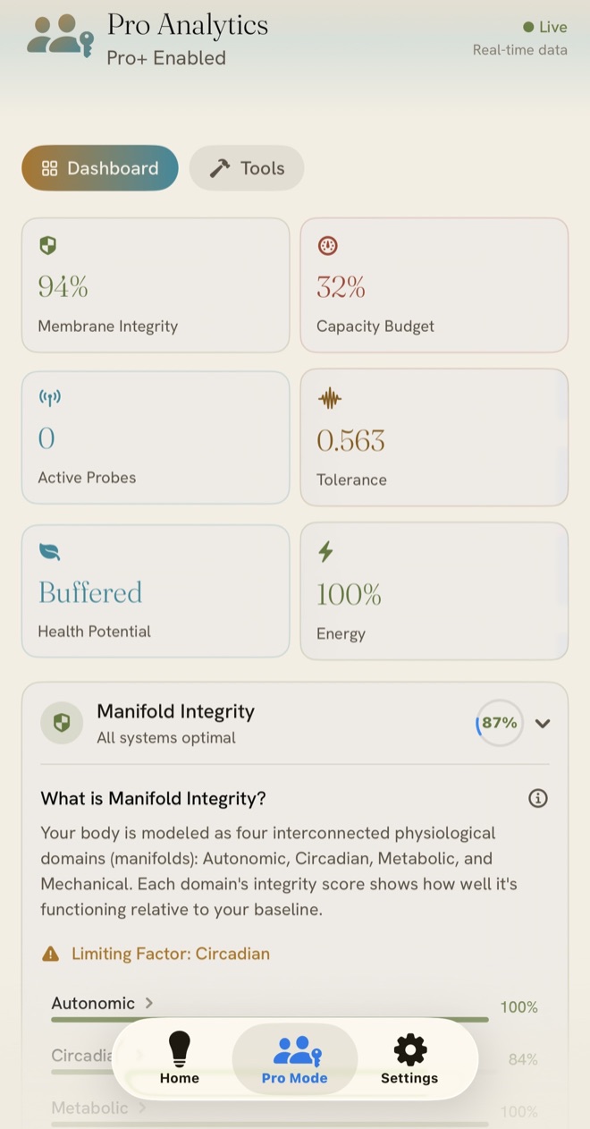 Pro dashboard in light mode